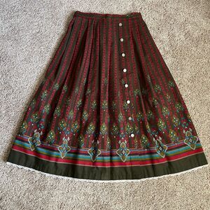 Steinbock Tyrol Skirt Womens 8 Green Multi Floral Alpine Trachten Trad Austria